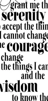 Serenity Prayer quote wallpaper on white background.