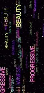 Inspirational text wallpaper with cosmic theme.