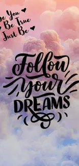 Dreamy cloudscape wallpaper with motivational quotes.