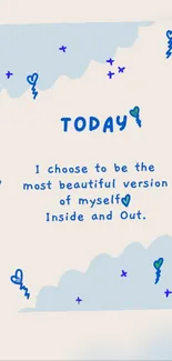 Inspiring affirmation wallpaper with a blue design.