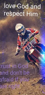 Motivational dirt bike ride with inspirational text overlay.