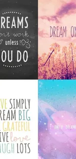 Dreamy motivational quote mobile wallpaper design.