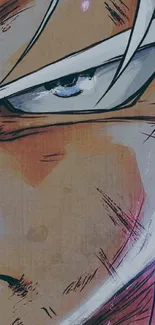 Close-up of intense anime eye on wallpaper.