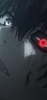 Anime wallpaper featuring a close-up of dramatic eyes with a mysterious red glow.