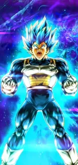 Anime character in a high-energy, vibrant transformation scene.