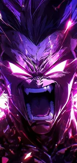 Intense anime warrior with purple tones, showcasing dynamic and vibrant artwork.