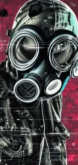 Mobile wallpaper featuring a gas mask with vivid pink background.