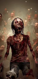 Terrifying zombie apocalypse wallpaper depicting detailed undead.