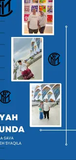 Family moments with Inter Milan theme on blue background.