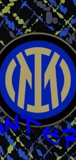 Inter Milan logo on a black textured background wallpaper.