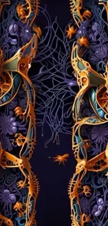 Intricate abstract digital art with vibrant geometric patterns.