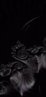 Intricate black fractal wallpaper design with spirals.