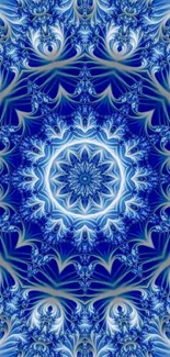 Intricate fractal design in blue hues for mobile wallpaper.