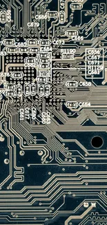 Digital circuit board wallpaper with intricate electronic patterns.