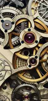 Detailed clockwork gears in steampunk style.