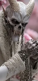 Intricate demonic figure with chains and detailed textures in fantasy art.