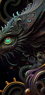 Intricate dragon design with vibrant colors and detailed artistry for mobile wallpapers.