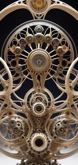 Intricate gear design wallpaper with loops and metallic structures, elegant and complex.