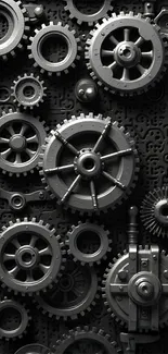 Intricate black gears shaping a steampunk design.