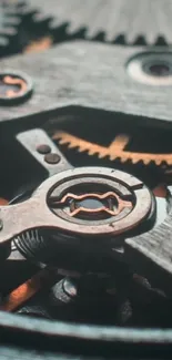 Close-up of intricate mechanical gears in a steampunk design.