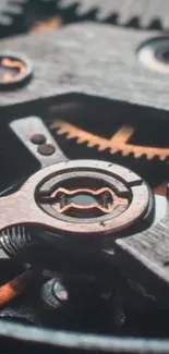 Close-up of intricate gears in a mechanism, showcasing precision and detail.