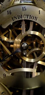 Mobile wallpaper featuring golden clock gears and intricate mechanisms.