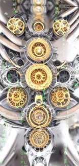 Intricate steampunk gearwork wallpaper with artistic mechanical design.