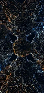 Intricate geometric art with dark tones and abstract patterns.