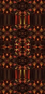 Intricate geometric pattern in warm shades on a mobile wallpaper.