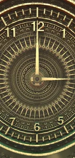 Intricate golden clock, vintage style mobile wallpaper.