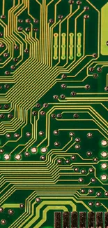 Intricate green circuit board design wallpaper for mobile phones.