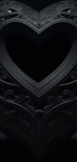 Intricately carved dark heart wallpaper design.