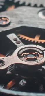 Intricate close-up of mechanical clockwork gears and cogs in artistic detail.