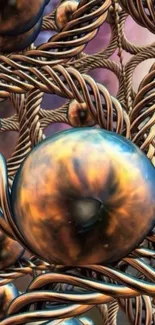 Intricate metallic abstract design with vibrant shades.