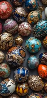 Decorative eggs with intricate patterns and vibrant colors.