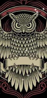 Intricate owl art with ornate patterns on a stylish mobile wallpaper.