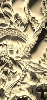 Intricate paper art forest scene with elegant details.