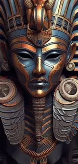 Intricate Pharaoh mask with detailed art design for mobile wallpaper.