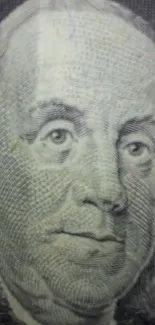 Intricate gray portrait of a famous figure in close-up detail.