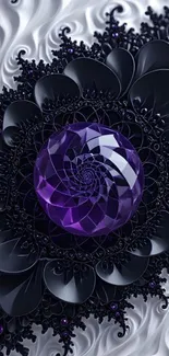 Intricate geometric art with a purple jewel centerpiece.