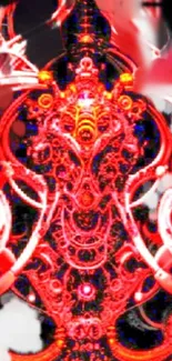 Intricate red abstract art wallpaper for mobile devices.