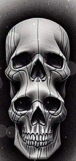 Black and white intricate skull wallpaper for mobile.