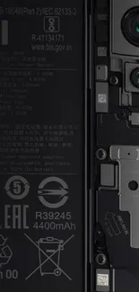 Close-up of smartphone circuitry design.