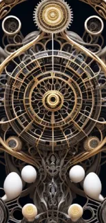 Steampunk clockwork wallpaper with intricate gears and bronze tones.