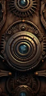 Intricate steampunk gear pattern wallpaper