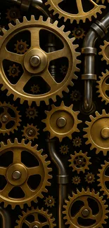 Bronze steampunk gears with intricate mechanical design.