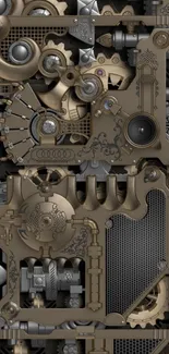 Intricate steampunk gear design in bronze.