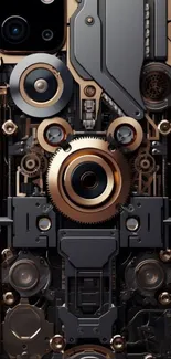 Steampunk phone wallpaper with gears and cogs