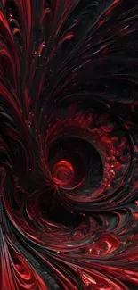 Intricate swirl abstract in red and black colors.