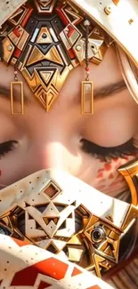 Intricate tribal mask art with vivid colors and detailed design.